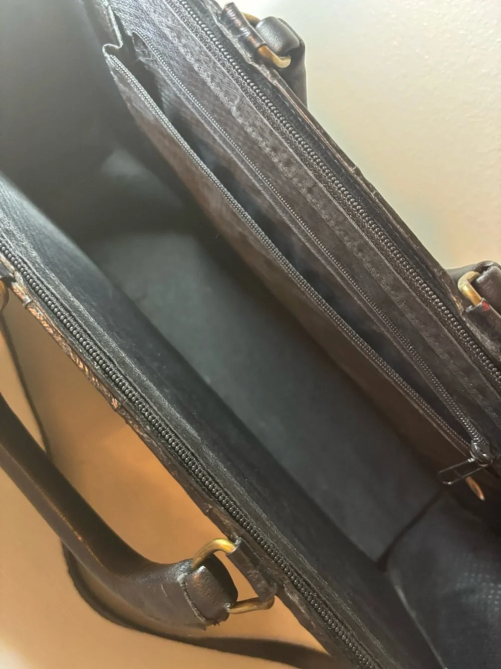 Vintage Black Eel Skin Briefcase with Dual Top Handles